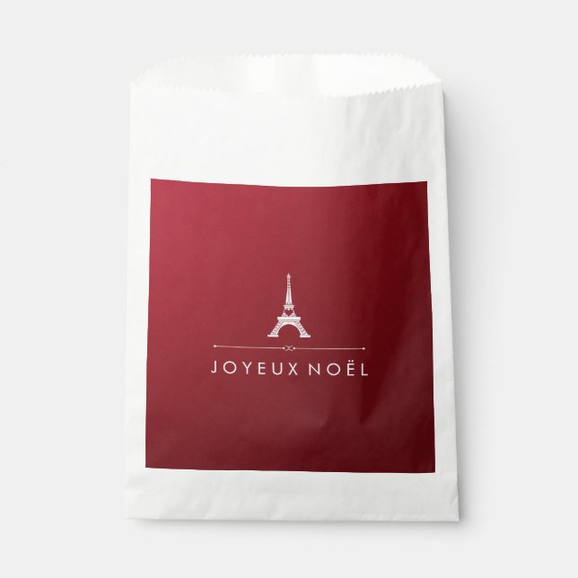 Red and Silver French Christmas Eiffel Tower Favour Bag (Front)