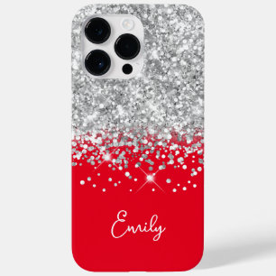 Red and Silver Glitter Glam Case-Mate iPhone 14 Pro Max Case