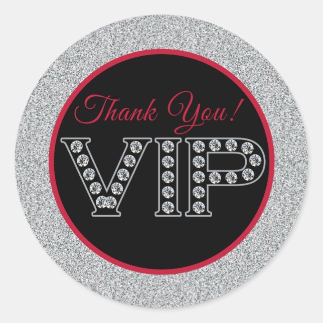 Red and Silver Glitter, VIP Stickers (Front)