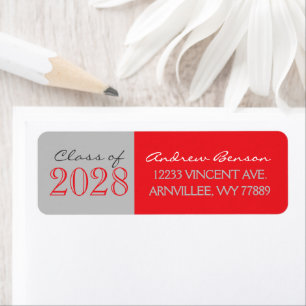 Red and Silver Graduation Return Address Labels
