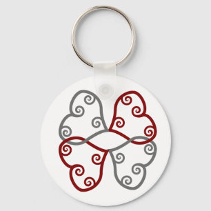 Red And Silver Maori Hearts Keychain