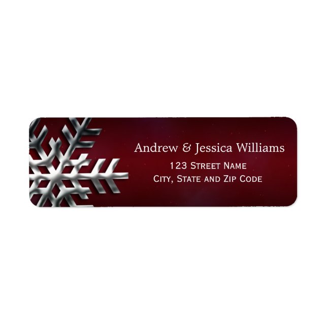 Red and Silver Snowflake Address Labels (Front)