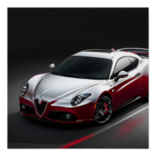 Red and silver sports car poster