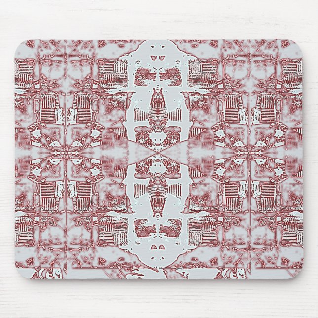 Red And Silver Squares Pattern Mouse Pad (Front)