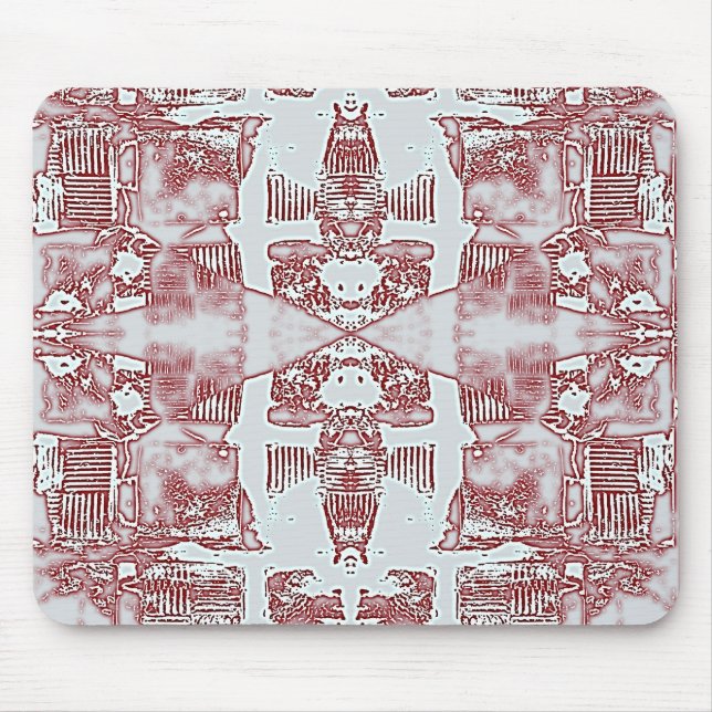 Red And Silver Squares Pattern Mouse Pad (Front)