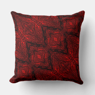 Red and strong black trace, shapes and zigzag? throw pillow