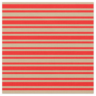 Red and Tan Coloured Lines Fabric
