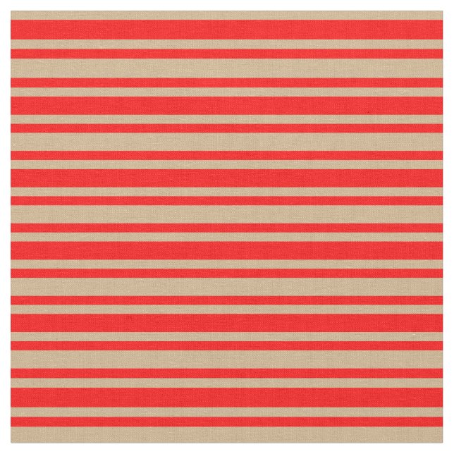 Red and Tan Coloured Lines Fabric (Close Up)