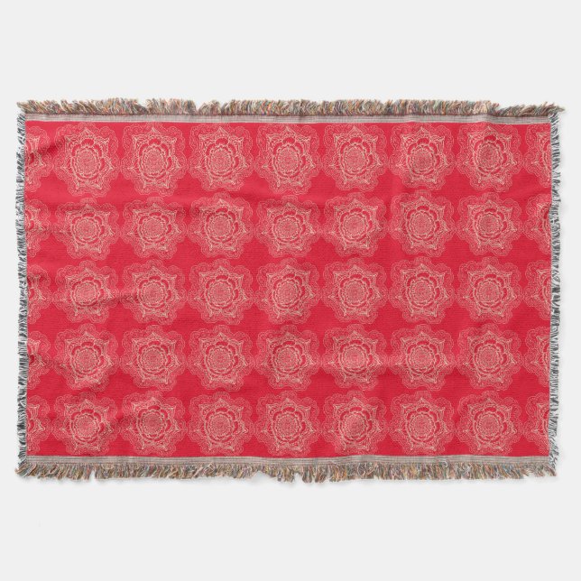 Red and Tan Mandala Pattern Blanket (Front)