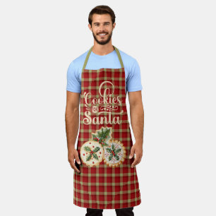 Red and Tan Plaid Cookies for Santa Apron