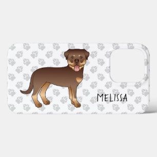 Red And Tan Rottweiler Cute Cartoon Dog And Name iPhone 13 Pro Case