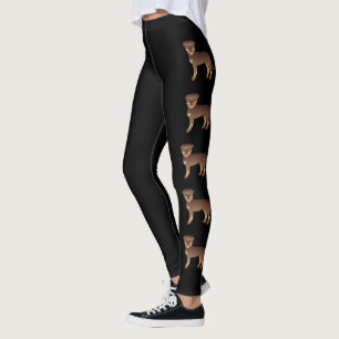 Red And Tan Rottweiler Cute Cartoon Dogs Leggings
