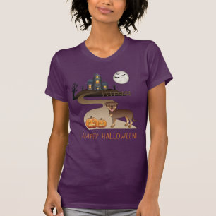 Red And Tan Rottweiler Dog Halloween Haunted House T-Shirt