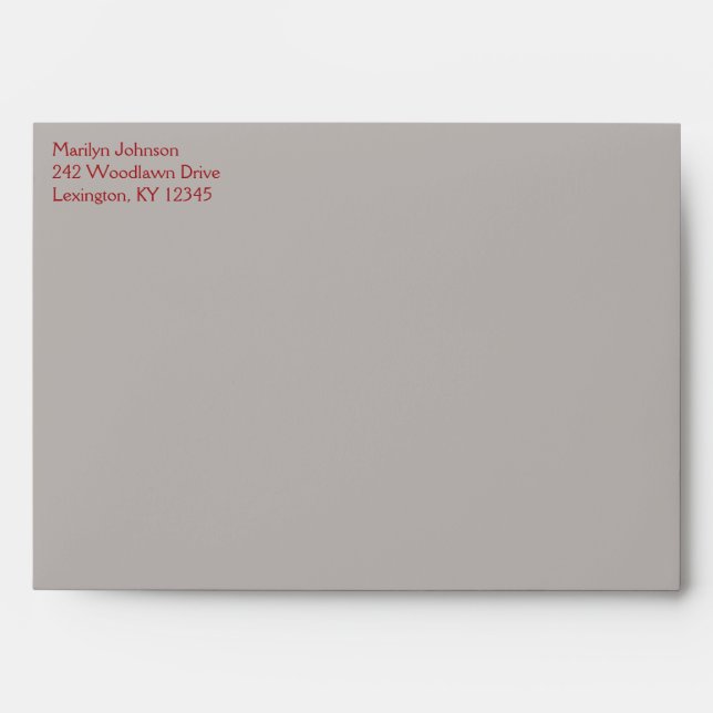 Red and Taupe Grey Return Address Envelope A7 (Front)