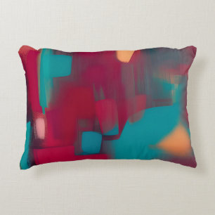 Red and teal abstract blend accent pillow