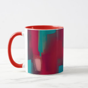 Red and teal abstract blend mug