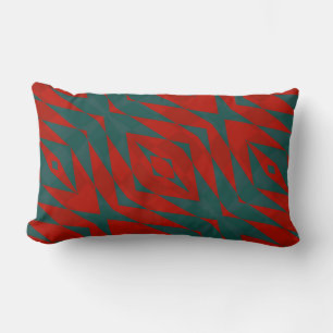 Red and Teal Geometric Lumbar Pillow