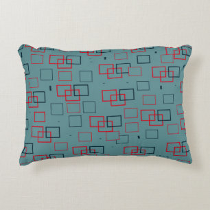 Red and Teal Squared Delight Accent Pillow