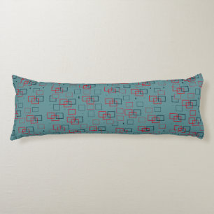 Red and Teal Squared Delight Body Pillow