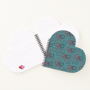 Red and Teal Squared Delight Notebook