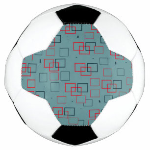 Red and Teal Squared Delight Soccer Ball