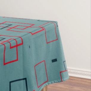 Red and Teal Squared Delight Tablecloth