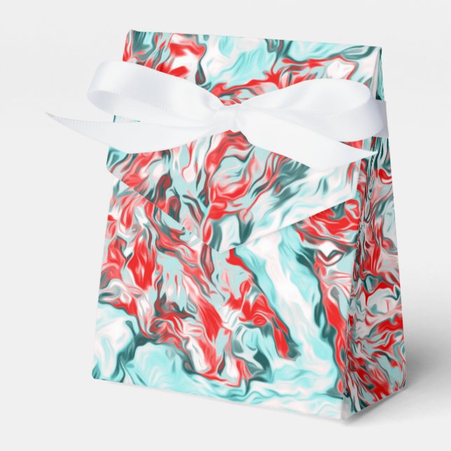 Red and Turquoise Abstract     Favor Box (Front Side)