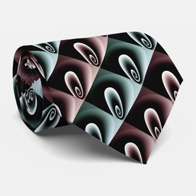 Red and Turquoise COOL Modern Pattern Tie (Rolled)
