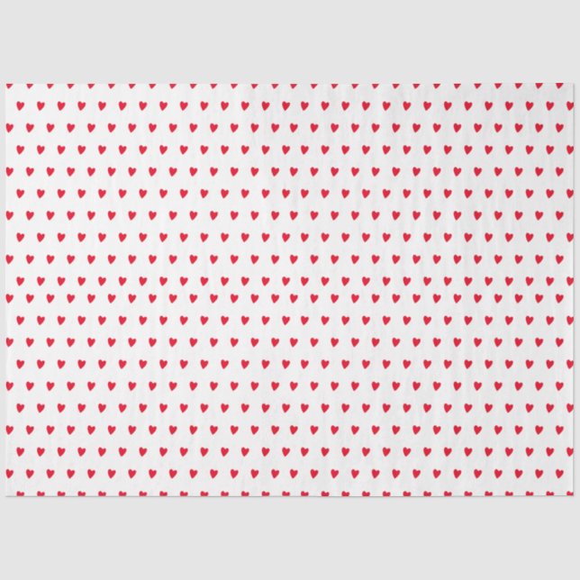 Red and Whit Hearts Valentine's Day Tissue Paper (Front)