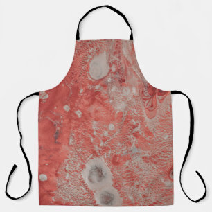 Red and white abstract painting apron