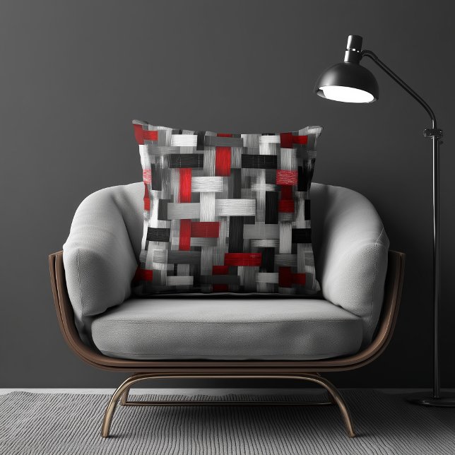 Red and White Abstract Pattern Throw Pillow (Creator Uploaded)