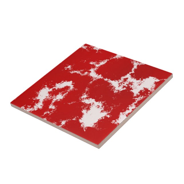 Red and White Abstract Tile (Side)