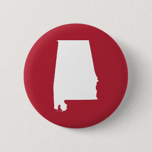 Red and White Alabama 2 Inch Round Button