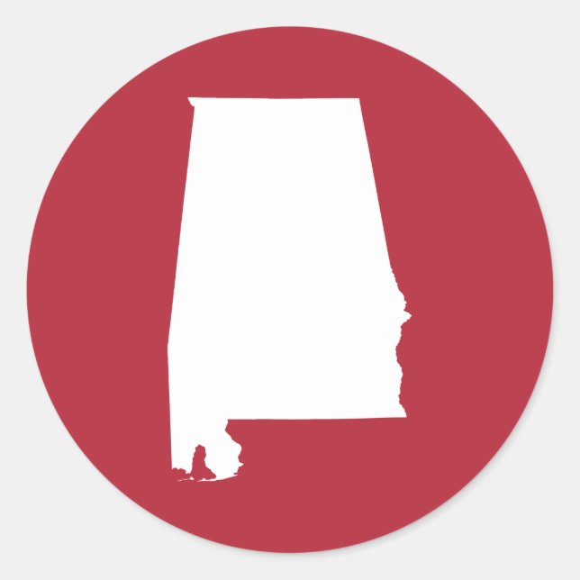 Red and White Alabama Classic Round Sticker (Front)