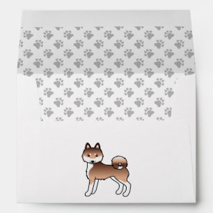 Red And White Alaskan Klee Kai Cute Cartoon Dog Envelope