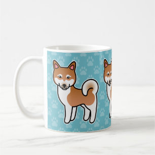 Red And White Alaskan Klee Kai Dog Illustration Coffee Mug