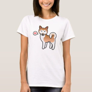 Red And White Alaskan Malamute Dog Love T-Shirt