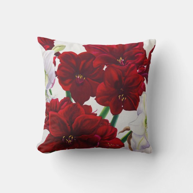 Red and White Amaryllis 2008 Throw Pillow (Front)