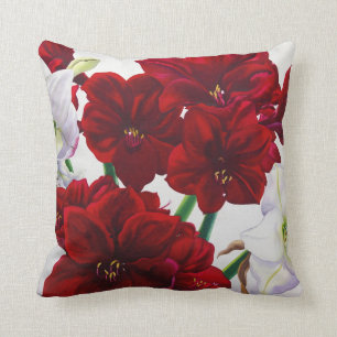 Red and White Amaryllis 2008 Throw Pillow