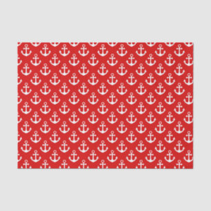 Red and White Anchors Nautical Pattern Tissue Paper