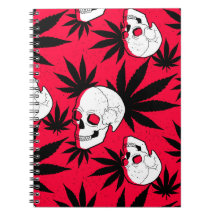 Red and White and Black Weed and Skulls