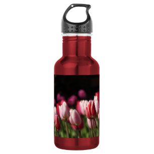 Red and White and Pink Tulips 532 Ml Water Bottle