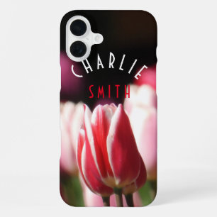 Red and White (and Pink) Tulips iPhone 16 Plus Case