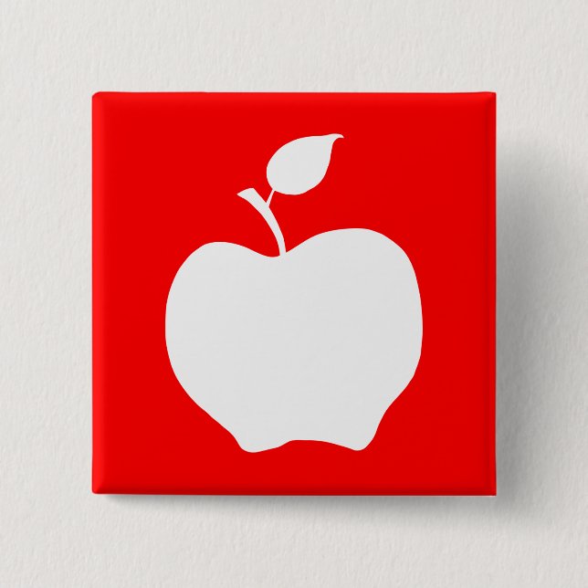 Red and White Apple 2 Inch Square Button (Front)