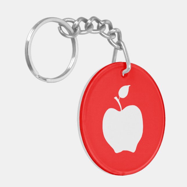 Red and White Apple Keychain (Front Left)