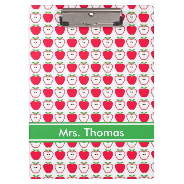 Red and White Apple Personalized Clipboard (Front)