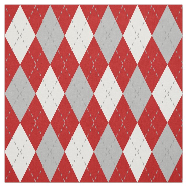 Red and White Argyle Pattern Fabric (Swatch)