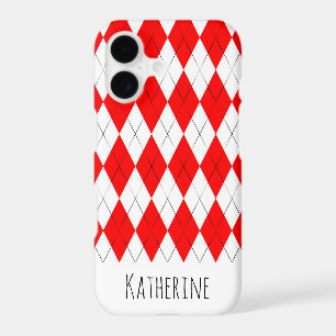 Red and White Argyle Pattern iPhone 7/8 Case
