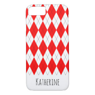 Red and White Argyle Pattern iPhone 7/8 Case