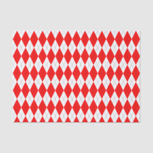 Red and White Argyle Pattern Tissue Paper